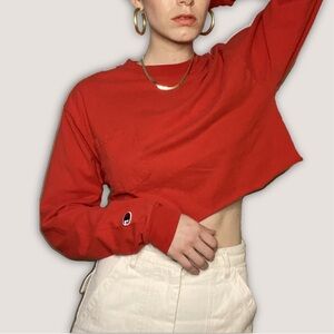 Cropped Red Champion long sleeve shirt